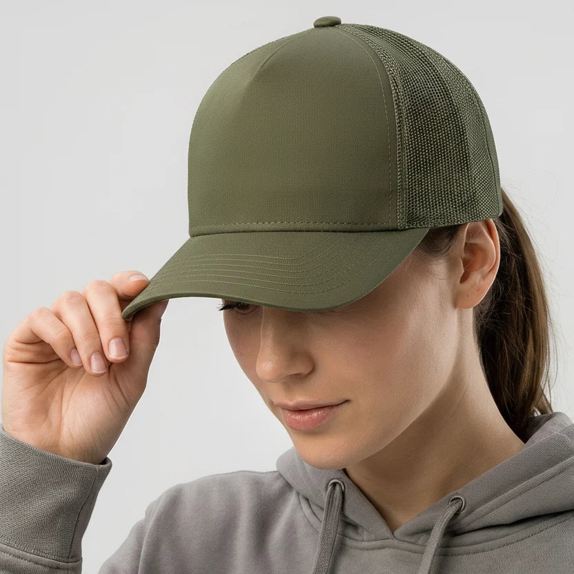Olive Classic 5 Panel Mesh Back