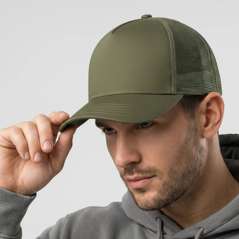Olive Classic 5 Panel Mesh Back