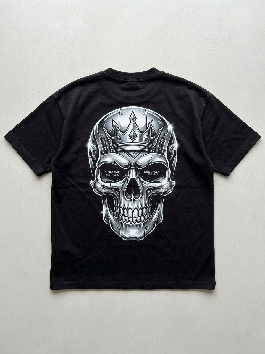Chrome Skull oversized streetwear t-shirt - back