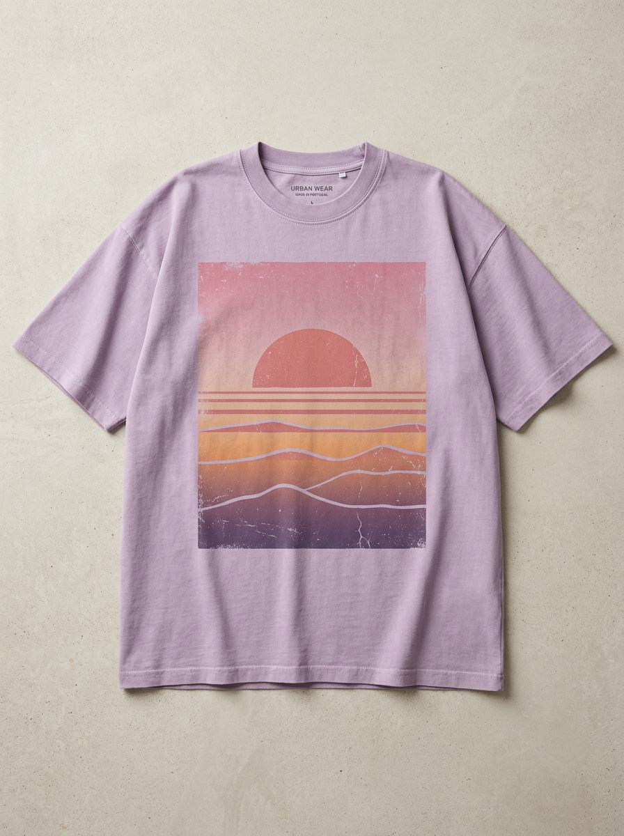 Faded Sunset oversized streetwear t-shirt - front