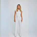 Women’s Sleeveless Tailored Jumpsuit with High Waist and Tie Back