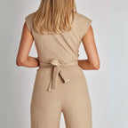 Women’s Sleeveless Tailored Jumpsuit with High Waist and Tie Back